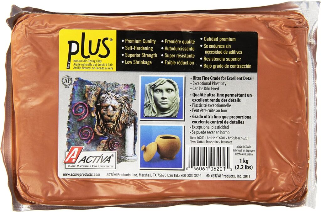 ACTIVA Plus Clay Natural Self-Hardening Clay Terra Cotta 2.2 pounds